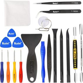 img 4 attached to 🔧 Kaisi Professional Electronics Opening Pry Tool Repair Kit: 20-Piece Set for Cellphone, iPhone, Laptops, Tablets and More - Metal Spudger, Non-Abrasive Carbon Fiber Nylon Spudgers, Anti-Static Tweezers