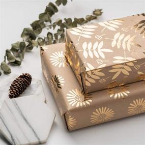 img 2 attached to RUSPEPA Kraft Paper Wrapping Paper Roll - Festive Pumpkin and Maple Leaf Design with Gold Foil - 6 Sheets, 17.5 x 30 inches Each, Perfect for Autumn Gift Wrap