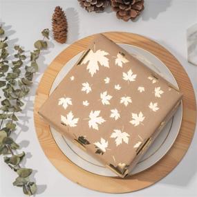 img 3 attached to RUSPEPA Kraft Paper Wrapping Paper Roll - Festive Pumpkin and Maple Leaf Design with Gold Foil - 6 Sheets, 17.5 x 30 inches Each, Perfect for Autumn Gift Wrap