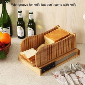 img 1 attached to 🍞 TQVAI Bamboo Bread Slicer Guide with Crumb Tray: Perfect for Homemade Bread, Cakes, Bagels, and More!