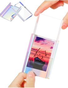 img 3 attached to 📸 Instax Film Frame - Iridescent Free Standing Mini Photo Display for Office & Home - Small Frame Acrylic Picture Frame for Family, Friends, Art, Kid, Baby, Pet by WINKINE