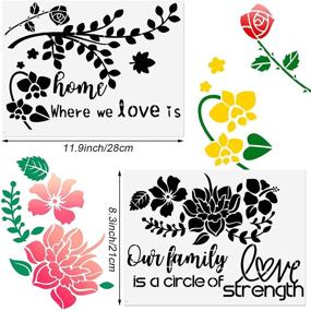 img 3 attached to 🌳 Decorate with Ease: 6 Piece Family Tree Stencil Kit with Flower & Bird Mylar Templates and Metal Ring for Wood Painting & Home Decor