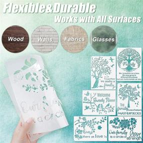 img 2 attached to 🌳 Decorate with Ease: 6 Piece Family Tree Stencil Kit with Flower & Bird Mylar Templates and Metal Ring for Wood Painting & Home Decor