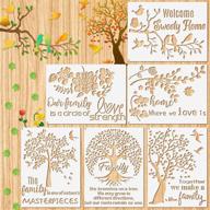 🌳 decorate with ease: 6 piece family tree stencil kit with flower & bird mylar templates and metal ring for wood painting & home decor logo