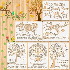 img 4 attached to 🌳 Decorate with Ease: 6 Piece Family Tree Stencil Kit with Flower & Bird Mylar Templates and Metal Ring for Wood Painting & Home Decor