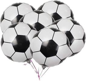 img 4 attached to ⚽️ JANOU 20pcs Soccer Balloons 18Inch Helium Foil Balloons Mylar Football Balloons for Birthday, Sports, Graduation Party Decorations