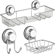 sanno vacuum suction cups shower caddy soap dish double bath hook - bath 🛁 organizer & kitchen storage basket set of 3: rust-proof stainless steel for shampoo, conditioner, and soap logo