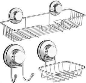 img 4 attached to SANNO Vacuum Suction Cups Shower Caddy Soap Dish Double Bath Hook - Bath 🛁 Organizer & Kitchen Storage Basket Set of 3: Rust-proof Stainless Steel for Shampoo, Conditioner, and Soap