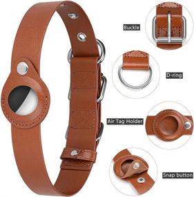 img 1 attached to Air Tag Dog Collar Holder: Stylish and Adjustable Loop for Dogs - Brown Leather with Air Tag Case