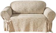 surefit home décor sf24987 scroll sofa cover: relaxed fit, machine washable, one piece cotton/polyester in champagne color logo