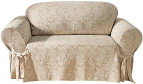 img 2 attached to SureFit Home Décor SF24987 Scroll Sofa Cover: Relaxed Fit, Machine Washable, One Piece Cotton/Polyester in Champagne Color