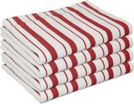 ⛓️ cotton craft - set of 4 - red basket weave kitchen towels - 100% cotton - oversized 20x30 - modern clean striped pattern - convenient hanging loop logo