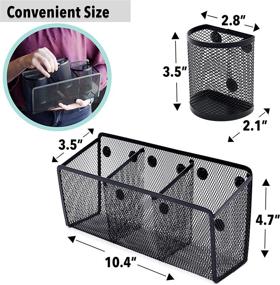 img 1 attached to Efficient Organization: Awesome Office Supplies Black Magnetic Pencil Holder (4-pack) - Store Pens, Pencils, Markers with Strong Magnet Wire Mesh Basket for Cubicle Desk, Fridge, Locker & Offices