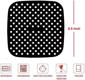 img 3 attached to Reusable Silicone Air Fryer Liners Mats - Easy to Clean, Non-Stick Accessories for Kitchen, Red & Black, Square Shape, 8.5 inch