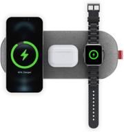 🔌 slicecharge pro fast wireless charger pad - 3-in-1 charging mat for iphone 12/12 pro/ 12 pro max, samsung galaxy, apple watch, airpods pro (30w adapter included) grey logo