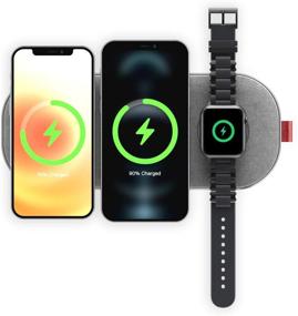 img 3 attached to 🔌 SliceCharge Pro Fast Wireless Charger Pad - 3-in-1 Charging Mat for iPhone 12/12 Pro/ 12 Pro Max, Samsung Galaxy, Apple Watch, AirPods Pro (30W Adapter Included) Grey