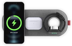 img 2 attached to 🔌 SliceCharge Pro Fast Wireless Charger Pad - 3-in-1 Charging Mat for iPhone 12/12 Pro/ 12 Pro Max, Samsung Galaxy, Apple Watch, AirPods Pro (30W Adapter Included) Grey