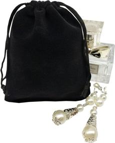 img 2 attached to 🎒 50pcs Ankirol Velvet Drawstring Bags Jewelry Pouches (Black, 4x6 inches)