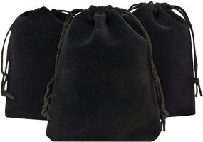 img 4 attached to 🎒 50pcs Ankirol Velvet Drawstring Bags Jewelry Pouches (Black, 4x6 inches)