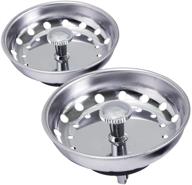 🚰 highcraft 97333-2 kitchen sink basket strainer replacement for standard drains (3-1/2 inch) - chrome plated stainless steel body with rubber stopper (pack of 2) logo