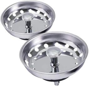 img 4 attached to 🚰 Highcraft 97333-2 Kitchen Sink Basket Strainer Replacement for Standard Drains (3-1/2 Inch) - Chrome Plated Stainless Steel Body with Rubber Stopper (Pack of 2)