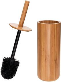 img 3 attached to 🎋 Bath Bliss Rounded Bamboo Collection Set: Toilet Brush & Accessories for Bathroom Décor, Tall Design