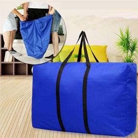 img 3 attached to 👜 Evealyn Large Moving Storage Bags - Ultra Durable Waterproof Travel Luggage Bags with Zippers, Ideal for Reusable Shopping, College Carrying, Home Storage Packing - 2 Pack (Blue)