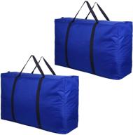 👜 evealyn large moving storage bags - ultra durable waterproof travel luggage bags with zippers, ideal for reusable shopping, college carrying, home storage packing - 2 pack (blue) логотип