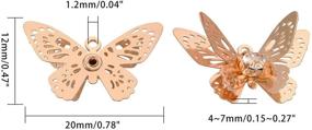 img 3 attached to 20Pcs Filigree Butterfly Charms Pendants with Crystal Rhinestone - Brass 3D Butterfly Beads Charms for DIY Bracelets, Necklaces, and Earrings - Jewelry Findings and Pendants in Platinum and Golden Tones