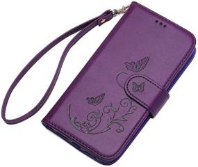 img 1 attached to WaterFox iPhone XR Wallet Leather Case: Vintage Embossed Pattern, 2-in-1 Detachable Cover, 4 Card Slots, Wrist Strap - Purple