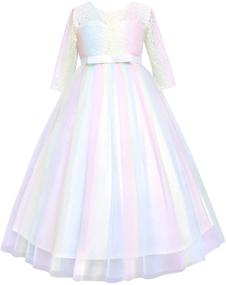 img 4 attached to 🌈 Stylish Rainbow Princess Dresses for Bridesmaids, Communion and Birthday Girls' Clothing