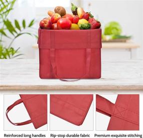 img 1 attached to JERIA 24-Pack Reusable Grocery Bags, Large Foldable Shopping Bags, Heavy Duty Tote Bags with Reinforced Handles - Assorted Colors, 4 Bags per Color