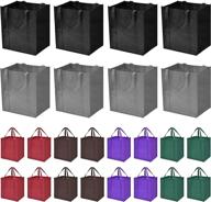 jeria 24-pack reusable grocery bags, large foldable shopping bags, heavy duty tote bags with reinforced handles - assorted colors, 4 bags per color логотип