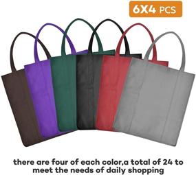 img 2 attached to JERIA 24-Pack Reusable Grocery Bags, Large Foldable Shopping Bags, Heavy Duty Tote Bags with Reinforced Handles - Assorted Colors, 4 Bags per Color