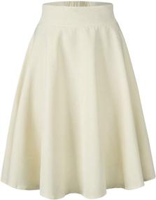 img 4 attached to 👗 PERSUN Women's Elegant High Waist Skater Flared A-Line Midi Skirt: Stylish & Flattering Bottomwear!