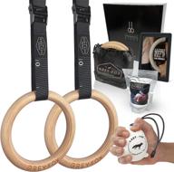 🔝 enhance your gymnastic performance with new grey fox premium numbered 1.1'' wooden gymnastic rings: olympic size, non-slip buckle, full body suspension, and adjustable straps логотип