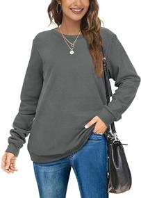 img 3 attached to 👚 Soft Solid Color Long Sleeve Crewneck Women's Sweatshirts - Fashionable Tops