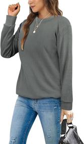 img 2 attached to 👚 Soft Solid Color Long Sleeve Crewneck Women's Sweatshirts - Fashionable Tops