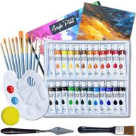 🎨 topsics 39-in-1 acrylic paint set: non-toxic watercolor kit for kids/adults - 24 colors (12ml/0.4oz) - ideal for canvas, wood, fabric, leather painting logo