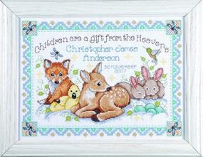 img 1 attached to 🌿 Woodland Baby Sampler Cross Stitch Kit - Design Works Crafts, 12 x 13 inches