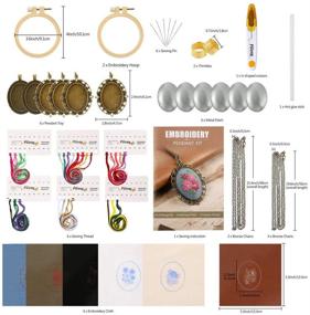 img 3 attached to 🧵 DIY Embroidery Pendant Kit - Set of 6 with Instructions, Needle Thread and Flower Patterns for Art Crafts - Create Your Own Embroidered Pendant Necklace