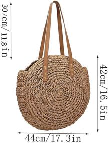 img 1 attached to 🏖️ Beach Chic: Handwoven Round Straw Bag for Women - Stylish Summer Shoulder Crossbody Purse