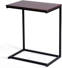 img 4 attached to Gorgeous GOFLAME Walnut Sofa Side End Table: A Versatile Laptop Holder & Snack Table with Portable Workstation
