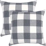 🔲 rustic vintage buffalo tartan plaid throw pillow covers (set of 2) – elegant linen cushion cases for sofas – 18''x18'' in grey logo