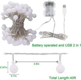 img 3 attached to 🔋 Battery Operated USB 2 in 1 String Lights: 40ft 100 LED Globe Lights with Timer, Memory Function, 8 Modes – Ideal for Christmas, Patio, Party, Indoor/Outdoor, Bedroom (Multicolor)