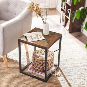 img 3 attached to VASAGLE 15.7 Inch Rustic Brown and Black End Table - Easy Assembly, Wood Panel, Steel 🏞️ Frame - Perfect for Living Room and Bedroom - Industrial Accent Table with Thickened Top Plate (ULET270B01)