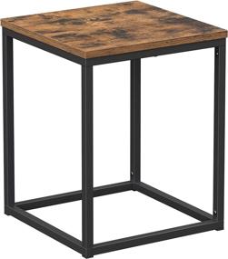 img 4 attached to VASAGLE 15.7 Inch Rustic Brown and Black End Table - Easy Assembly, Wood Panel, Steel 🏞️ Frame - Perfect for Living Room and Bedroom - Industrial Accent Table with Thickened Top Plate (ULET270B01)