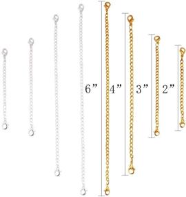 img 2 attached to 📿 Набор удлинителей для ожерелий и браслетов Tiparts из 8 штук с карабинами-крючками в золотом и серебряном цвете, длина: 6", 4", 3", 2