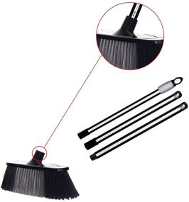 img 2 attached to 🧹 Adjustable Long Handle Push Broom - Easy Assembly, Indoor Outdoor Cleaning for Deck, Patio, Garage, Driveway, Garden - 1 Pack, Black