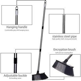 img 1 attached to 🧹 Adjustable Long Handle Push Broom - Easy Assembly, Indoor Outdoor Cleaning for Deck, Patio, Garage, Driveway, Garden - 1 Pack, Black